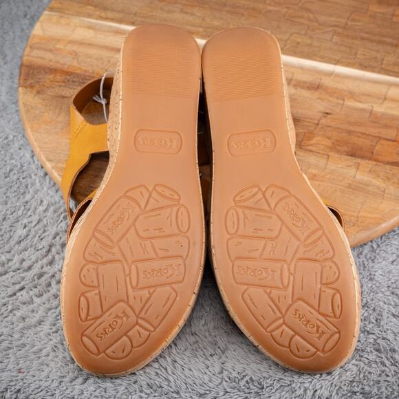 Korks Nova Comfort Platform Cork Wedge Strappy Sandals Yellow Size 9 - Picture 5 of 5
